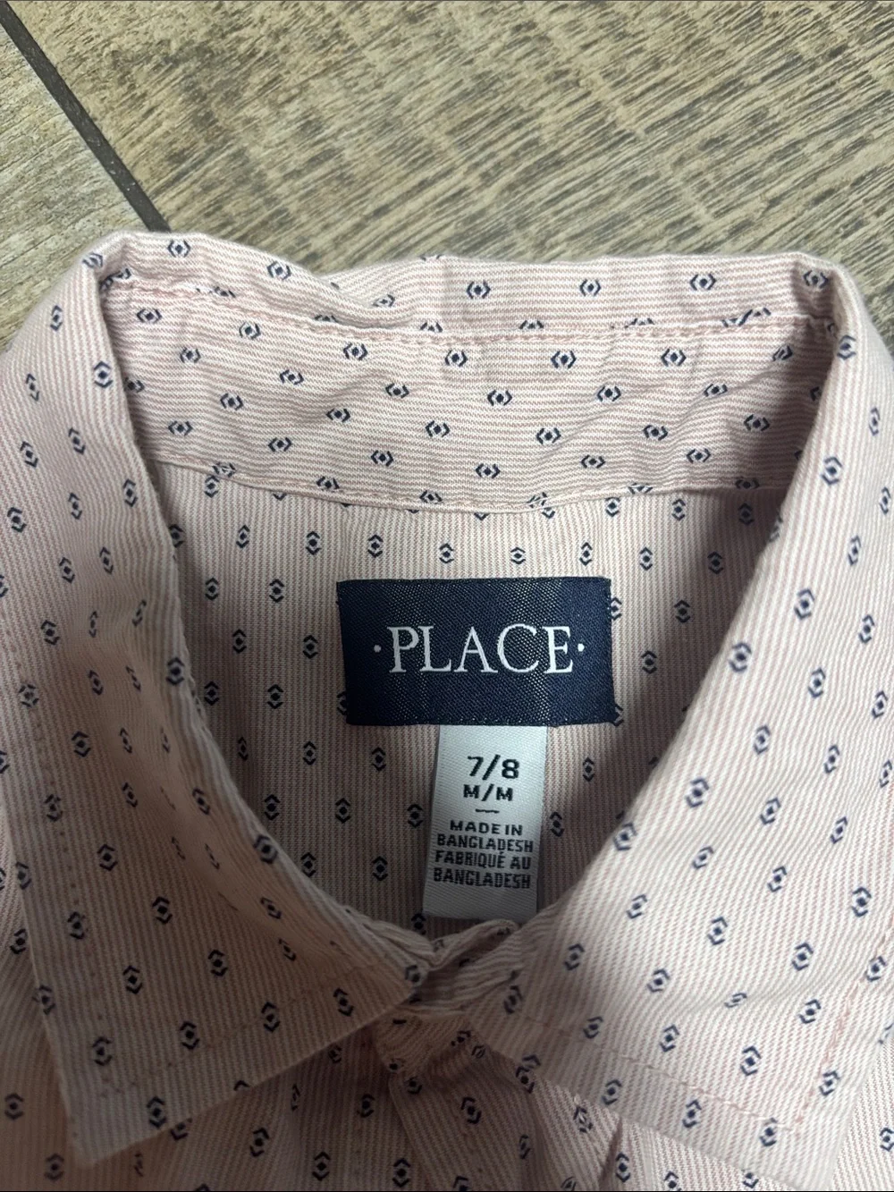 The Children's Place Pink Short-Sleeve Button-Down with Navy Micro Motif